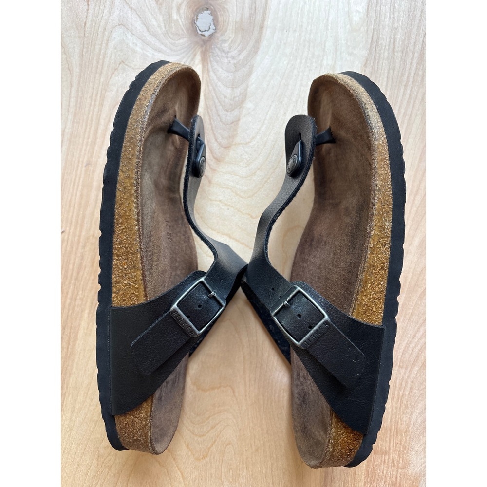 Birkenstock Black Leather Thong Sandals - Picture 4 of 10